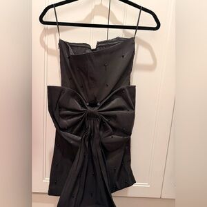 Elegant Black Bow Mini Dress